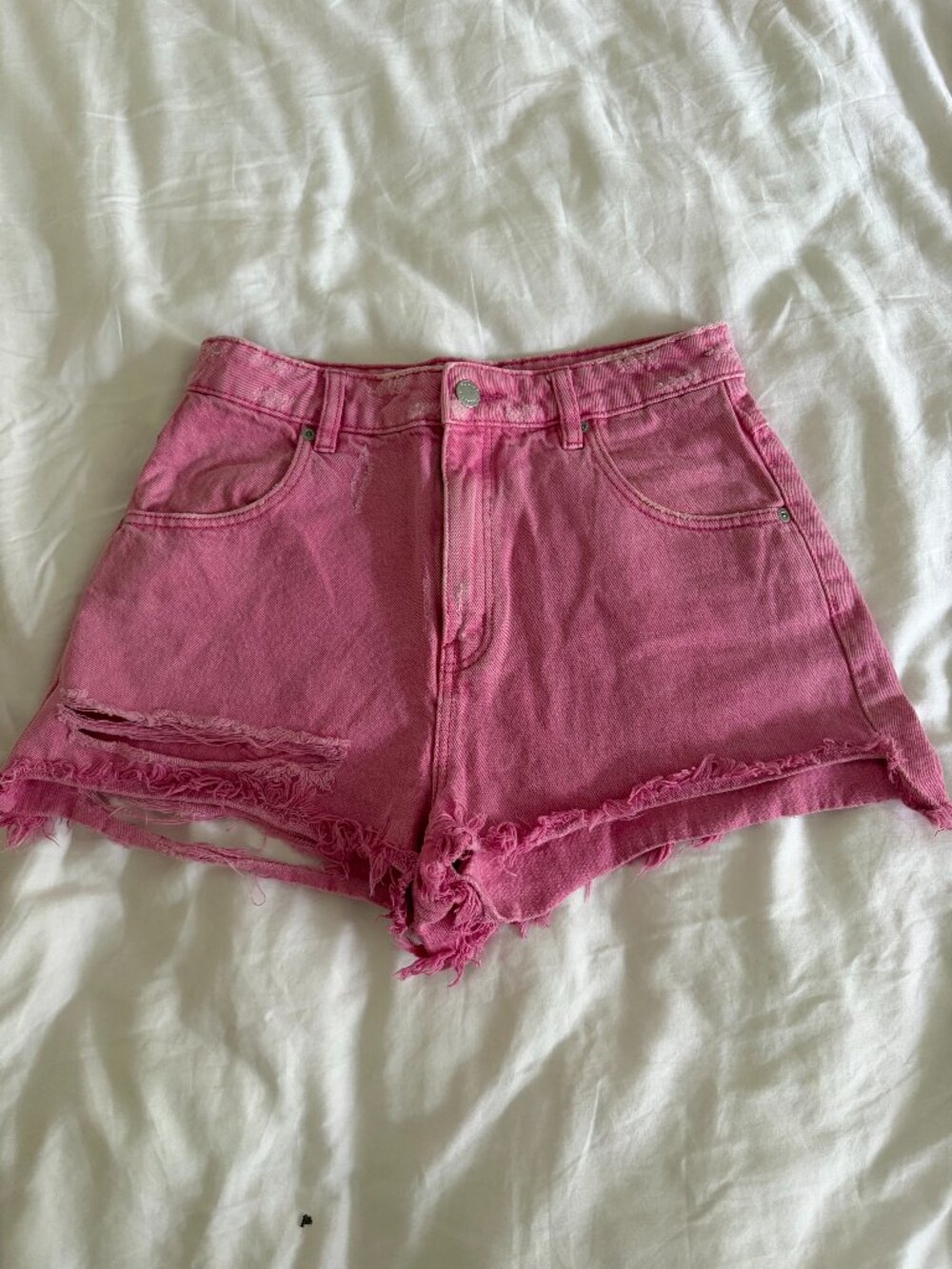 ROLLA'S Pink Distressed Denim Shorts Size 26